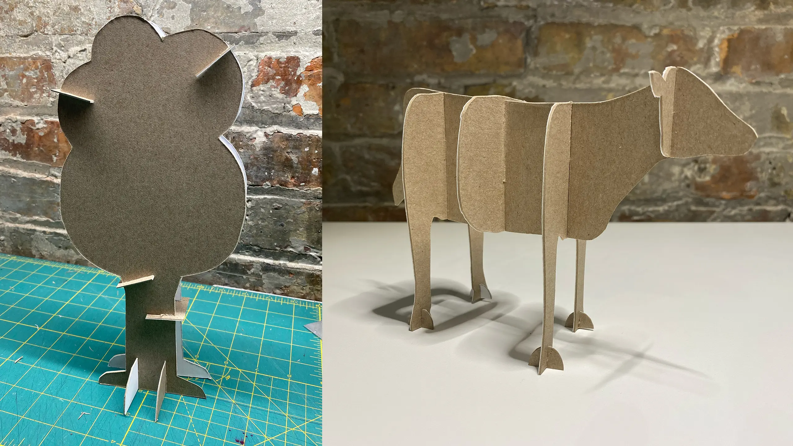 Mockup of the cardboard interactive trees and cows for the lobby of ‘All In 2025’